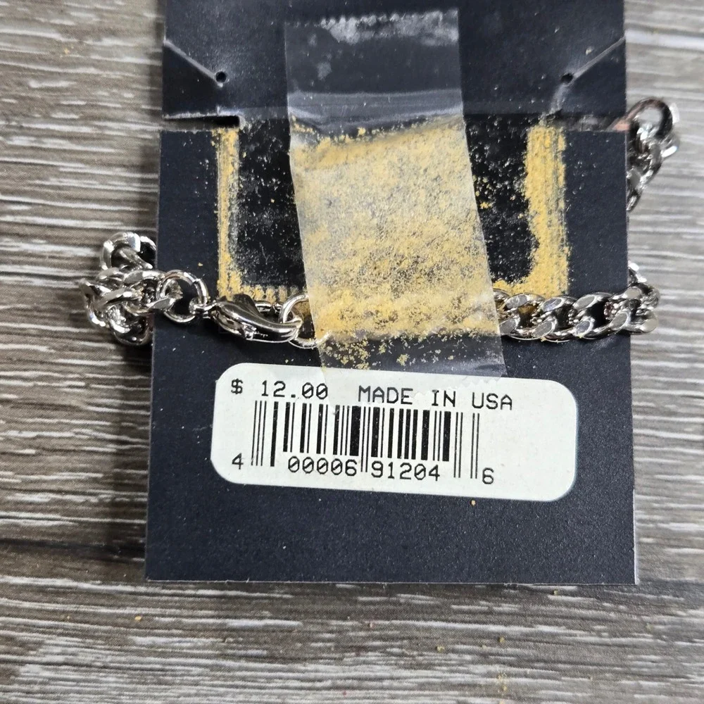 Disneyland Resort Mickey Mouse Rhinestone Charm ID Chain Bracelet New